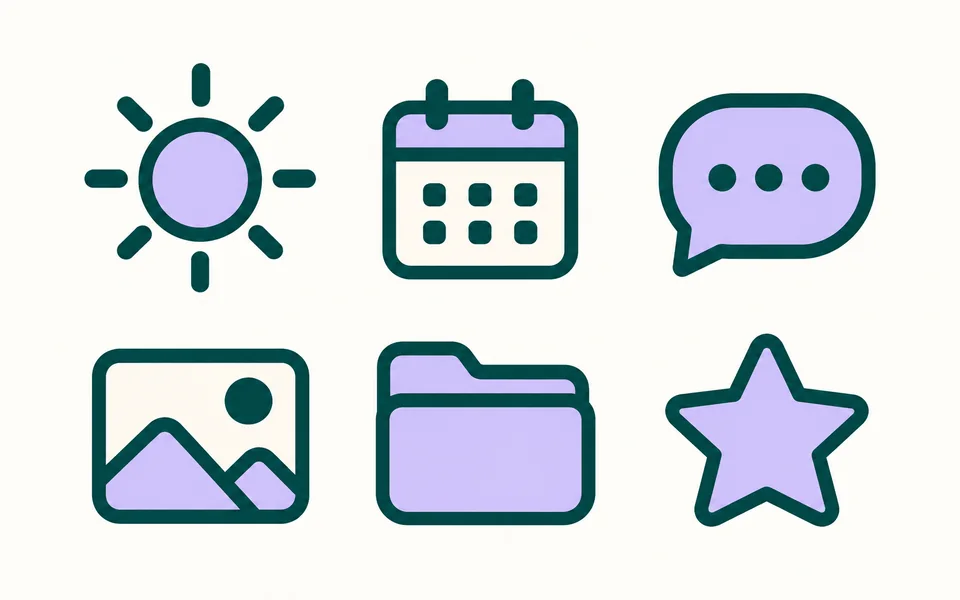 Colorful isolated icon concepts for a PNG asset